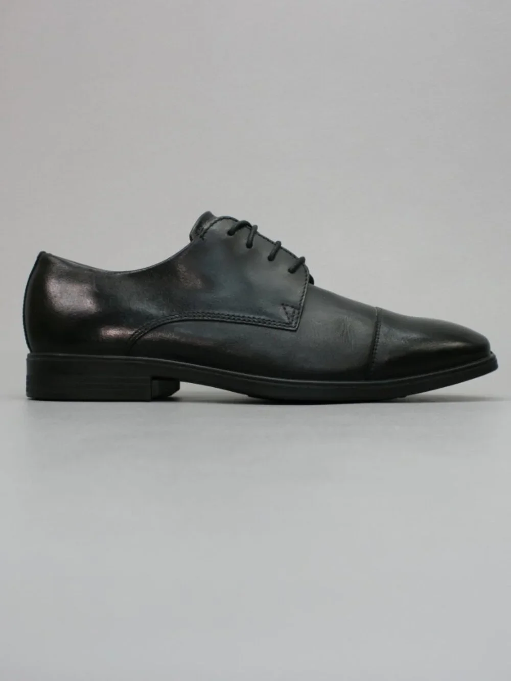 ECCO 42 Mens 8 Melbourne Black Leather Cap-toe Dress Lace-up Oxfords Derby Shoes